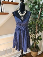 Crafty Women's Blue Polyester Sweetheart Neck Strappy Knee Length Dress Size S