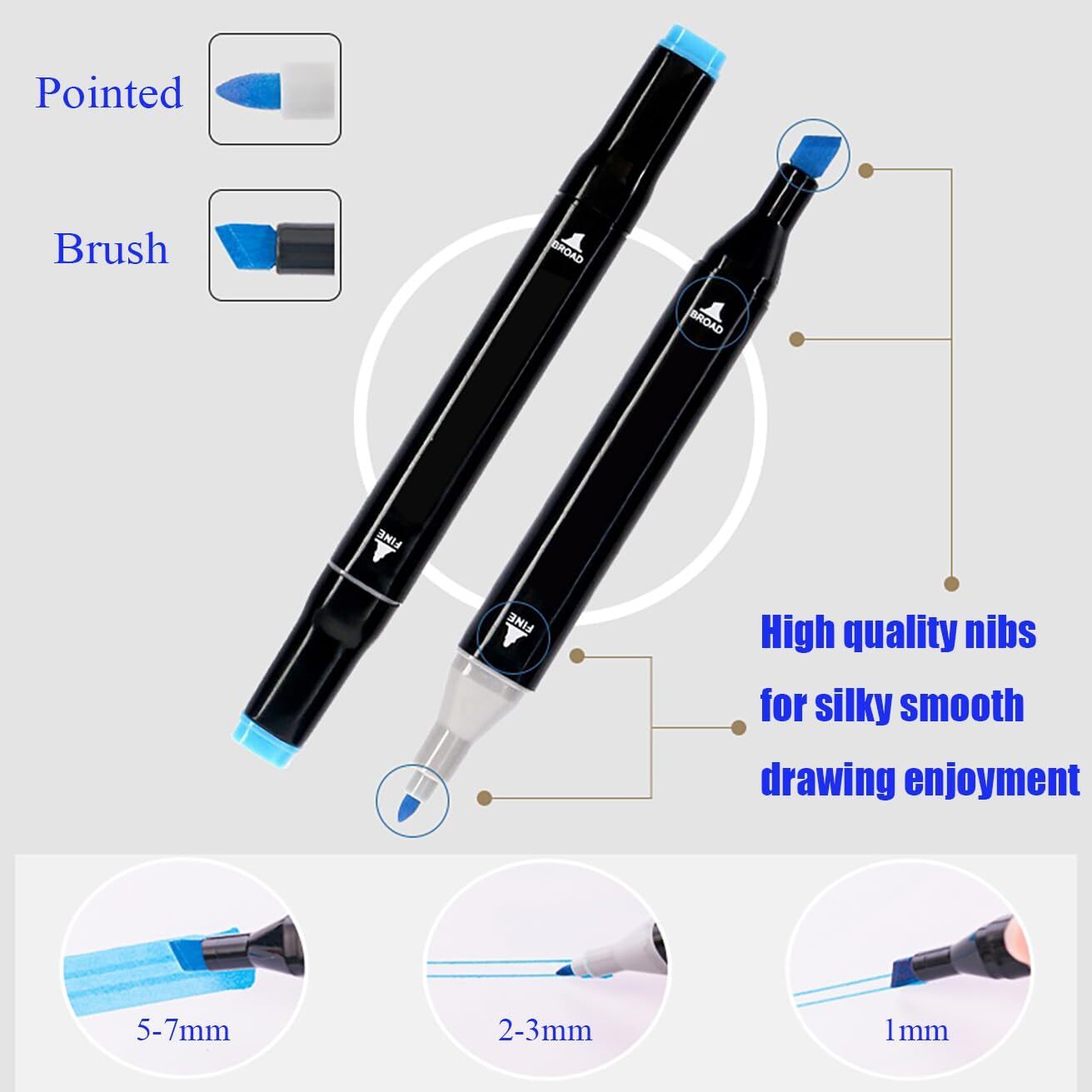 168 Colors Art Markers Pens, Dual Tips Alcohol Markers Permanent Sketch Markers