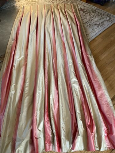 Ethan Allen 100 % soie rideaux de luxe 48 x 96-2 panneaux double doublure pesée plissée - Photo 1/15