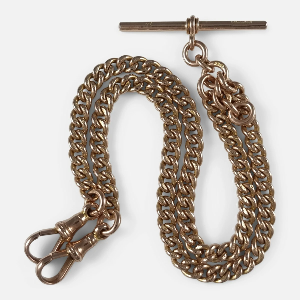 9ct Rose Gold Double Albert Watch Chain 1922 38.8g