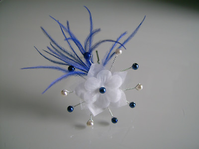 Bouquet de mariée bleu roi, blanc et Or Perles et Strass