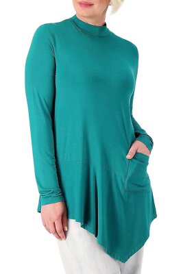 LOGO by Lori Goldstein Rayon 230 Print or Solid Asymmetric Ivy Green