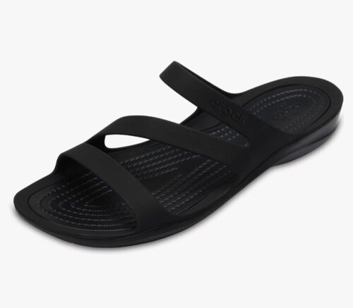 Crocs Womens Sandals Swiftwater Sandal Slides Strappy Black/Black Size 10 NWT - Afbeelding 1 van 7