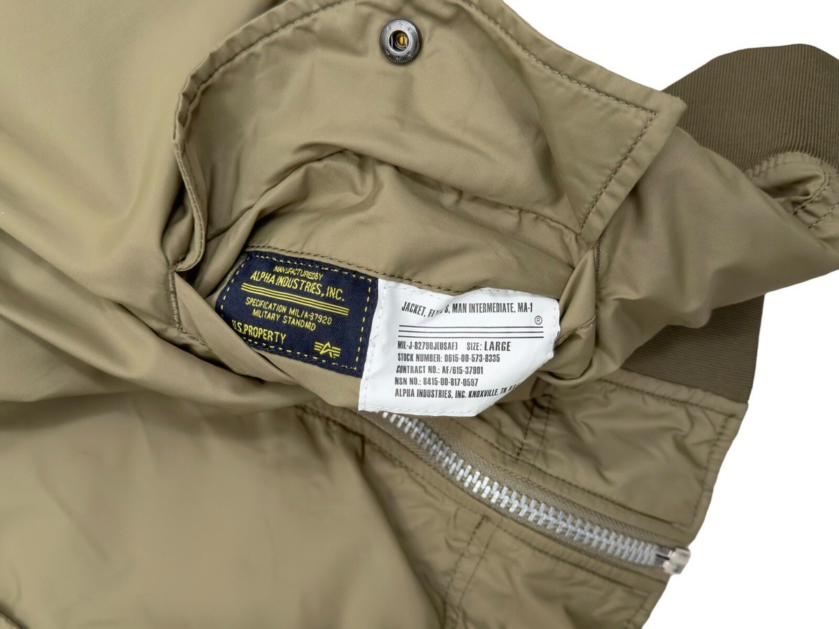 Alpha Industries MA-1 Flight Jacket Size L Olive Orange MIL Alpha Industries MA-1 Flight Jacket Size L Olive Orange MIL