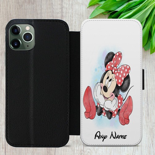 PERSONALISED MINNIE FLIP FOR IPHONE SAMSUNG HUAWEI PIXEL WALLET PHONE CASE COVER - Picture 16 of 18