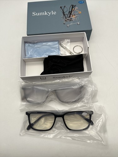 Sumkyle 2 antiblaue Schutzbrille Kit Unisex Erwachsene schwarz/braun Gestell +0,50 - Bild 6 von 8