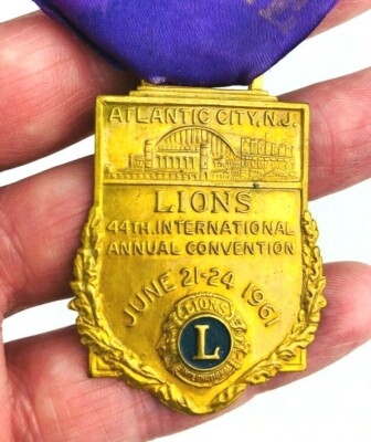 1961 Lions Club Annual Convention Delegate Medal Ribbon Atlantic City NJ  *Z10e