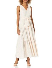 Calvin Klein Women's Maxi Dress with Tiered Flounce Skirt, Blossom, 2