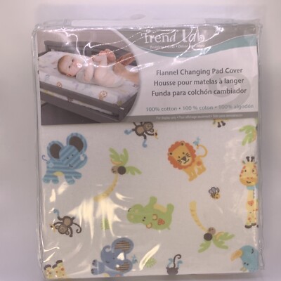 Trend Lab  100% Cotton Flannel Changing Pad Cover Safari Animals