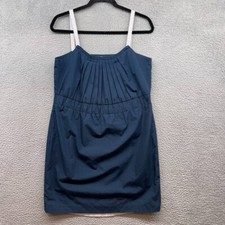 Gap Women Mini Dress Blue Spaghetti Strap Scoop Neck Pleat Elastic Waist Size 8