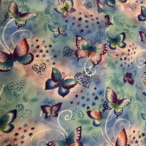Scrub H.Q. Womans Snap Front Jacket Butterflies Stars Sz L - Picture 2 of 9