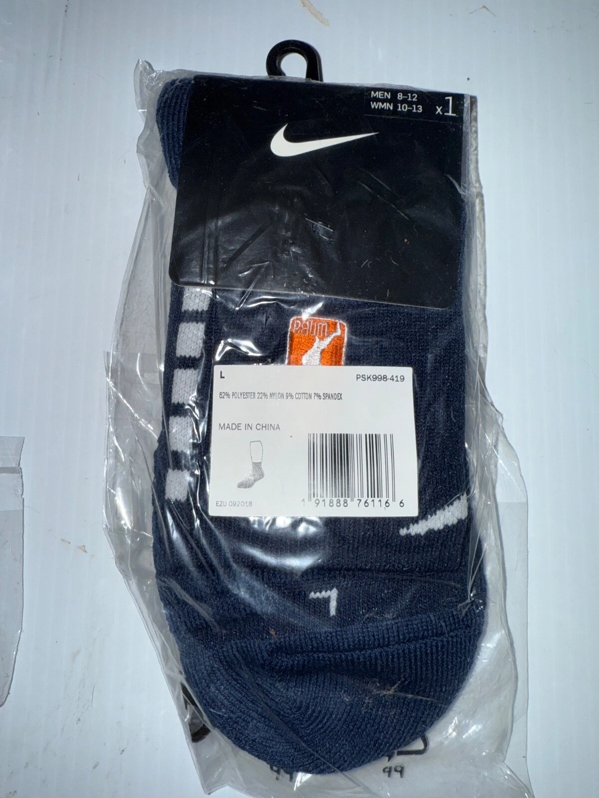 WNBA Nike Elite Basketball Socks Dk. Navy White slip grip Women 10-13 Men 8-12