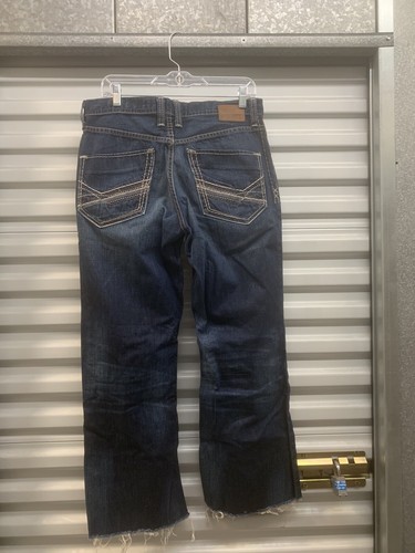 Fibbia BKE Tyler gamba dritta blu scuro denim orlo sfilacciato 30 x 28 - Foto 2 di 16
