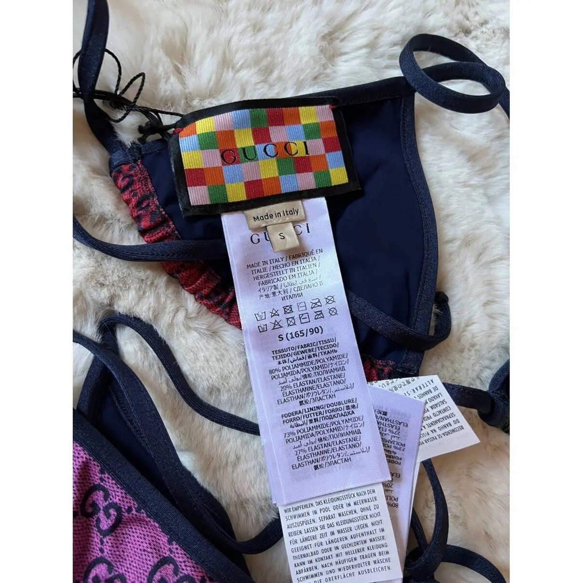 New Gucci GG Supreme Monogram Multicolor Two-piece Swimsuit Bikini