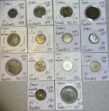 1949 - 1999 Spain 10 Centimos To 50 Pesetas XF  - BU Condition 14 Coin Lot