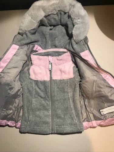 Gerry Jacket Kids 2T 3-Piece Two Systems Jacket Pink Faux Fur Hood NEW - Picture 2 of 12