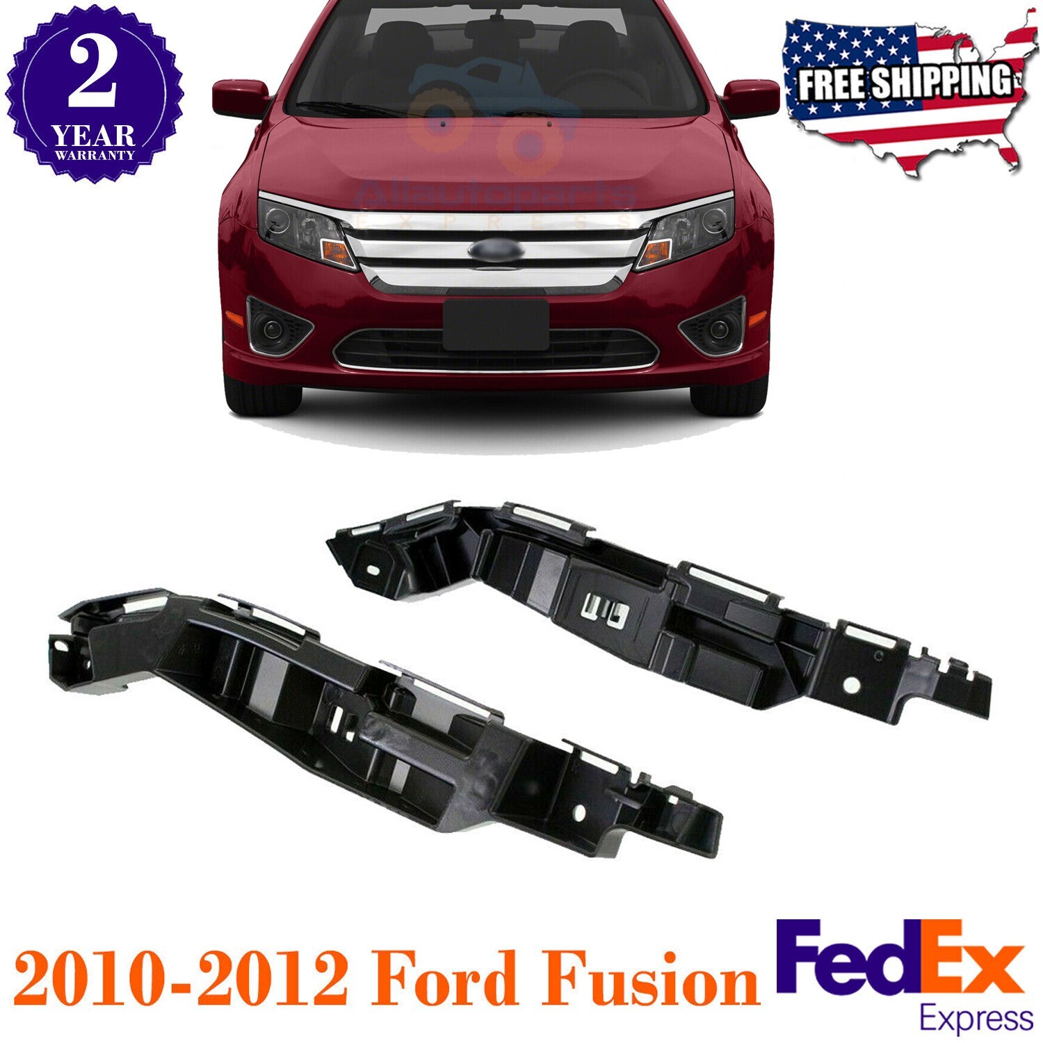 2-Piece Lower Grille & Chrome Molding Set For 2010-2012 Ford Fusion – Front Bumper Trim