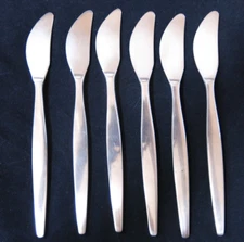6 - Mid Century Gense FOCUS Satin 8" Stainless SWEDEN Flatware Modern Knives”