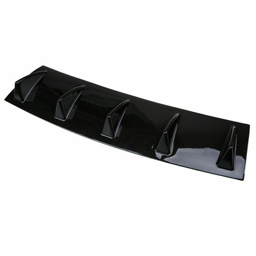 Carbon Black Rear Bumper Lip Diffuser Shark Fin Car Back Splitter 5 - Picture 7 of 11