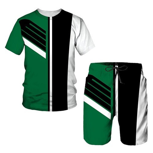 Summer Men's Trend Casual Tracksuits 3D Digital Print T-shirt Shorts Set 2 Piece - Picture 8 of 39