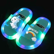 Children  s Boys Girls Slippers Cartoon Unicorn Animals Prints Shoes Lighted