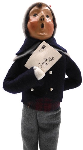 Byers Choice Caroler Junge mit blauem Mantel und Brief an den Weihnachtsmann 1992 Figur 10" - Bild 8 von 14