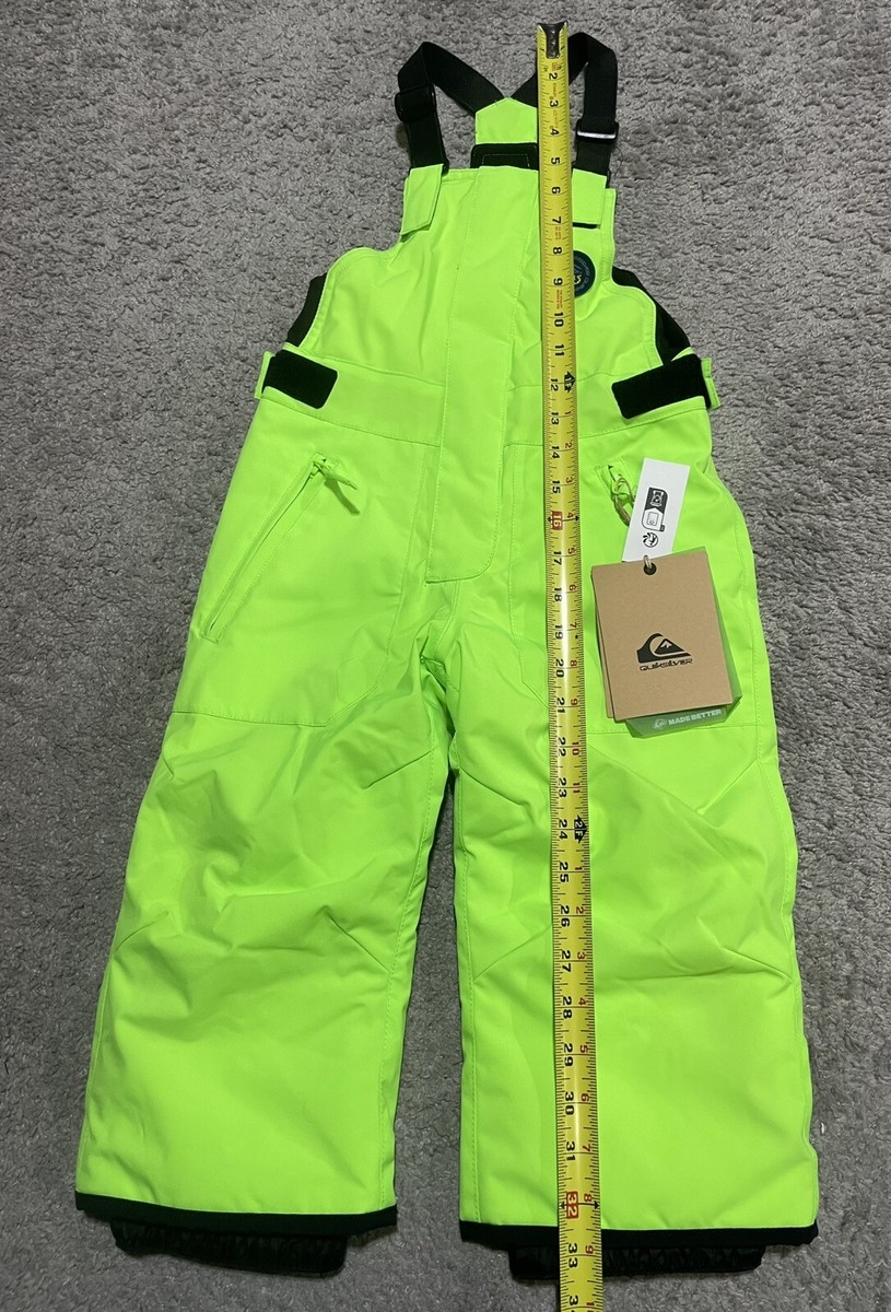 スノーボード greenclothing bib pants S size navy Quicksilver Kids snow bib pants Neon Green youth Size 3 NWT
