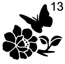Really Great Stencils, Mini, Flower Butterfly 13, Bugs, 3", Flowers, Flying
