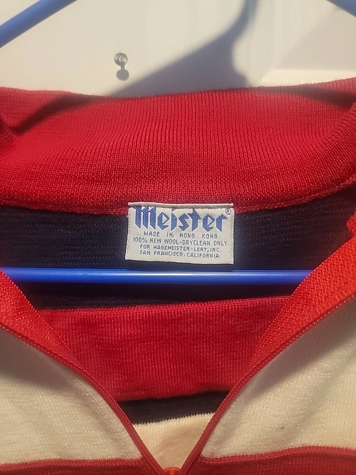 SUÉTER ROJO TEJIDO 100% LANA MEISTER VINTAGE, CREMALLERA FRONTAL 1/4, Talla Mediana Foto 2 de 4