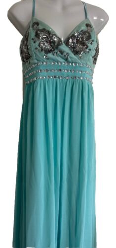 Damas Quiz Vestido de graduación Talla 12 Fiesta Turquesa Lentejuelas - Imagen 2 de 9