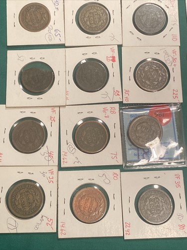 26-teiliges Set US Large Cents 1817 Coronet Kopf - 1853 geflochtenes Haar mit 1839 Booby - Bild 12 von 13