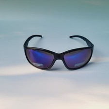 Sunglasses UV Protection Polycarbonate lens half frame wrap around black