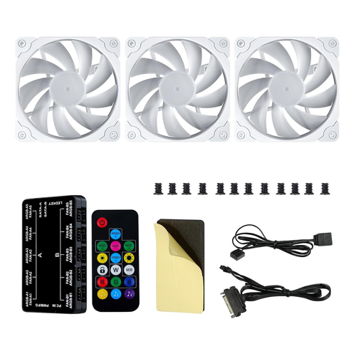 3-Pack Computer Case Fan 120Mm Address RGB & PWM Cooling Fans High Performance w - Photo 7/12