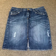 Polo Jeans Co Ralph Lauren Denim Skirt Women 14 Blue Medium Wash Stretch Pockets