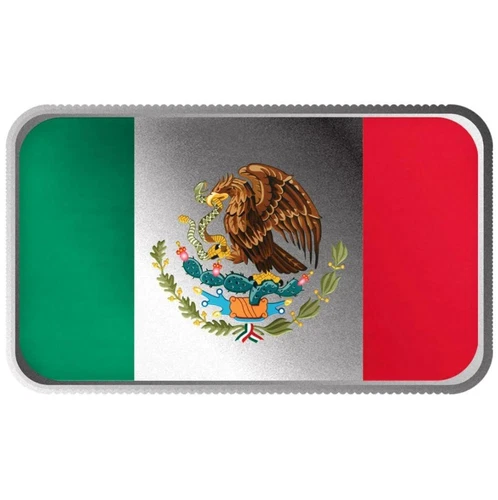 Mexican Flag 1 oz Silver Bar - Full Color .999 Silver Bullion Bar in Capsule