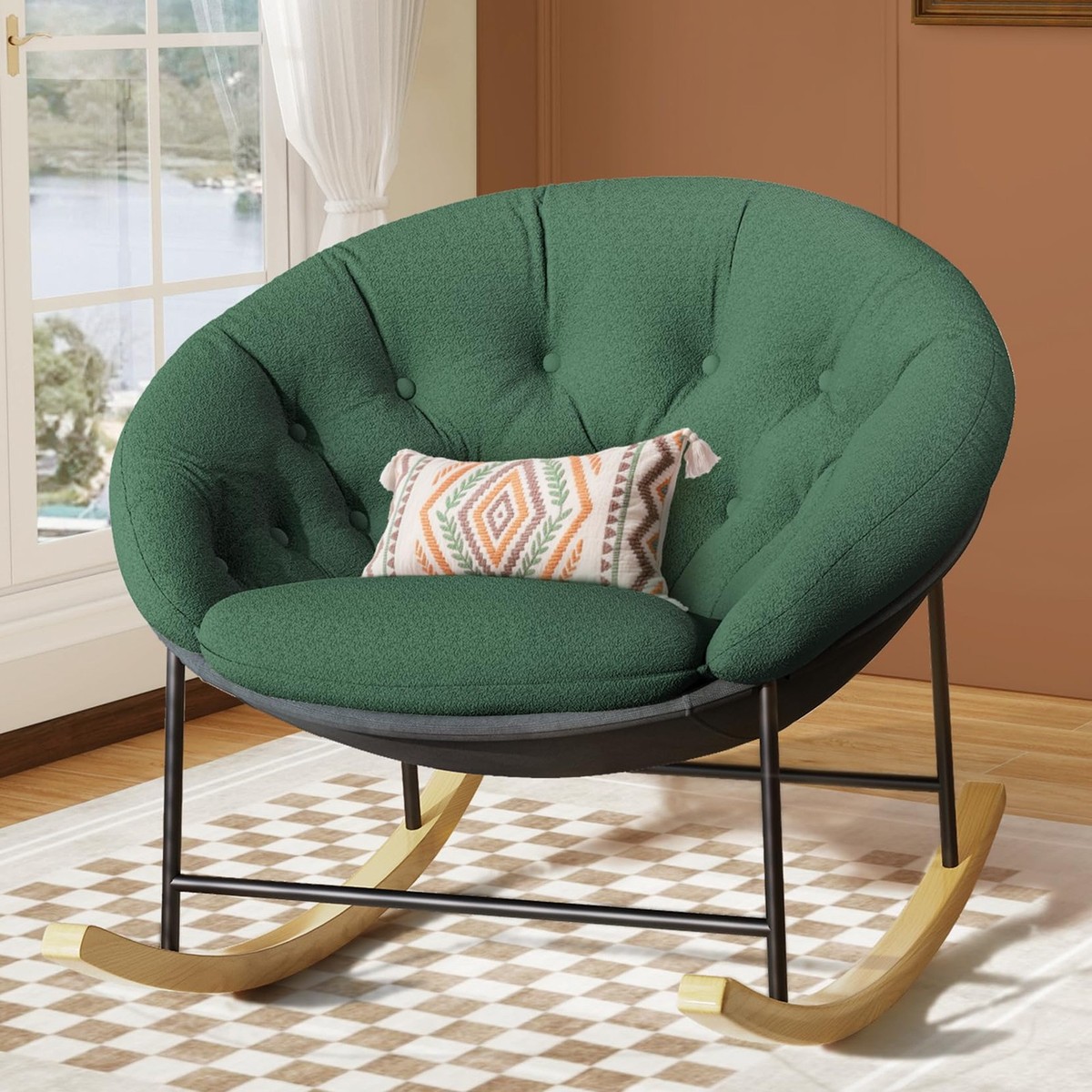 Round Saucer Rocking Chair Nursery, Modern Upholstered Nursery