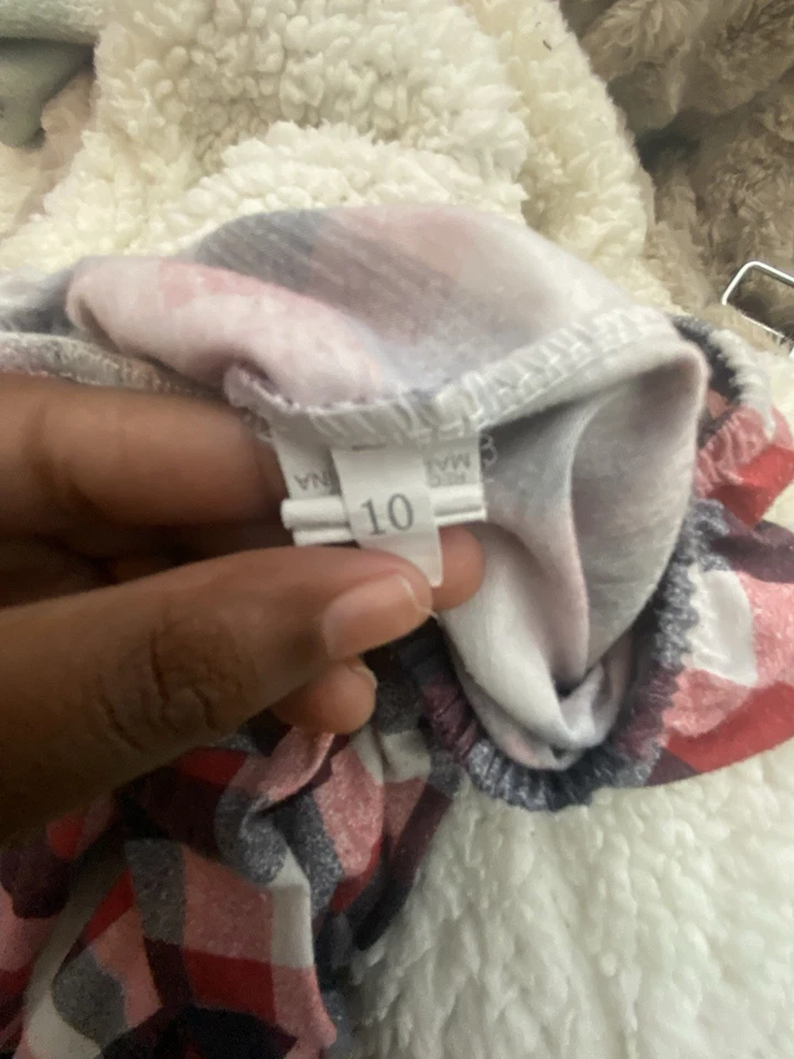 Pantalones de pijama de felpa a cuadros Lands End para niños y niñas, talla 10, rojo y azul Foto 3 de 3