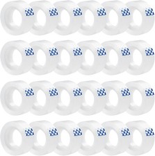 24 Rolls Clear Tape, Transparent Tape Refills for Dispenser, 1 Inch Core, 3/4 x