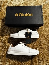 New OluKai Pehuea Li 'ILi Women's 8.5 White Leather Low Top Sneakers Retail 120