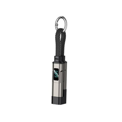 4 in 1 USB C Schlüsselanhänger Ladekabel mit Digitalanzeige für USB-A und USB