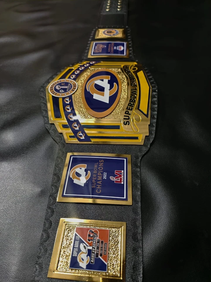 Cinturón Título Campeón NFL Super Bowl Los Angeles Rams 2MM Latón Talla Adulto Foto 3 de 4