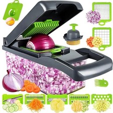 Multi-Function 12-in-1 Vegetable Chopper Cutter - Spiralizer and Slicer with ...