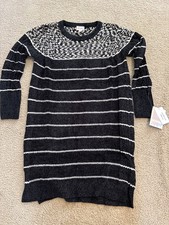 Lularoe Lauren Sweater Dress Size XS Striped B/W Block Soft Comfy New