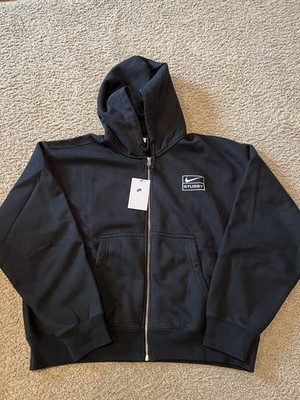 Nike Stussy Washed Fleece Hoodie Black size Medium NWT
