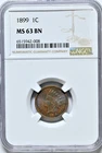 1899 INDIAN HEAD Cent Coin NGC MS 63 BN Genuine Graded Coin 2202