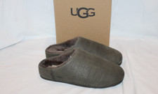 UGG Elea Slip On Clogs Women Leather Embossed Sheepskin Slippers Gray SZ 7 NIB