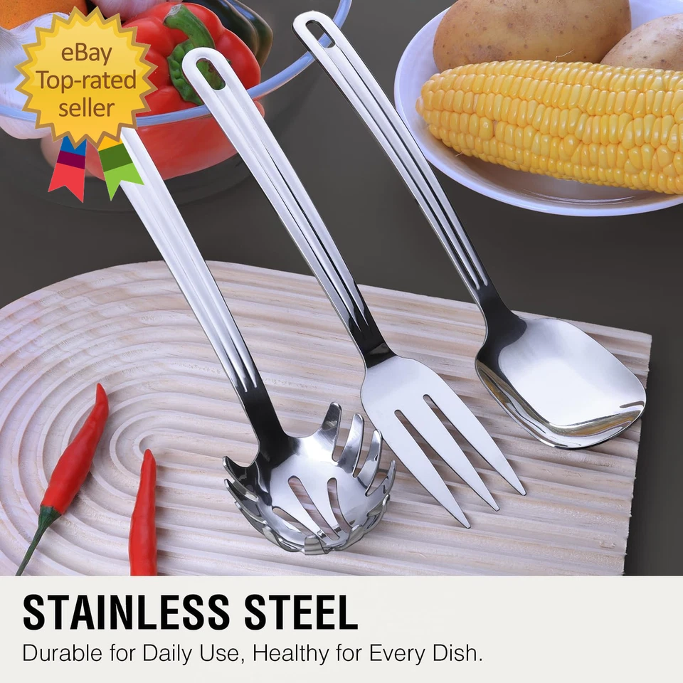 Juego de utensilios de cocina de alta resistencia de acero inoxidable de 9" para Foto 4 de 4