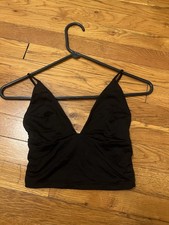 Black V-Neck Cropped Cami Top