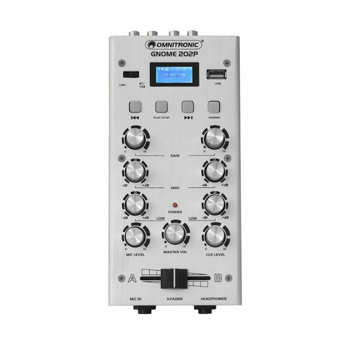 Omnitronic Gnome-202P 2-Channel Mini DJ Mixer With Bluetooth & MP3 Player (si...