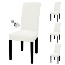 Easy-Going 100 Waterproof Dining Room Chair Cover Set of 4, Stretch Jacquard Pa